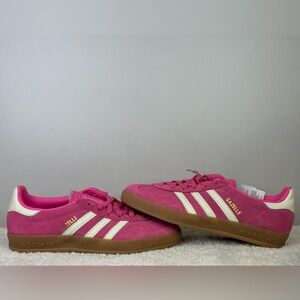 adidas Gazelle Hot Pink and White Suede Sneakers